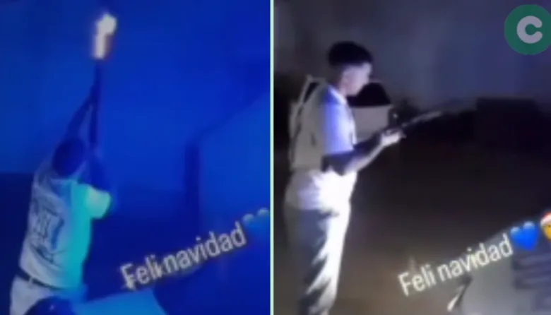 Desafectan a un policía tras viralizarse un video disparando al aire en Navidad