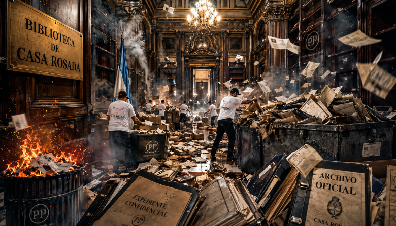 Quema de archivos en La Rosada: desmantelan la biblioteca y denuncian destrucción de documentos públicos