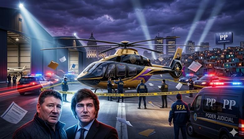 La casta vuela alto: decomisan un helicóptero de la corrupción de Odebrecht al armador libertario de José C. Paz