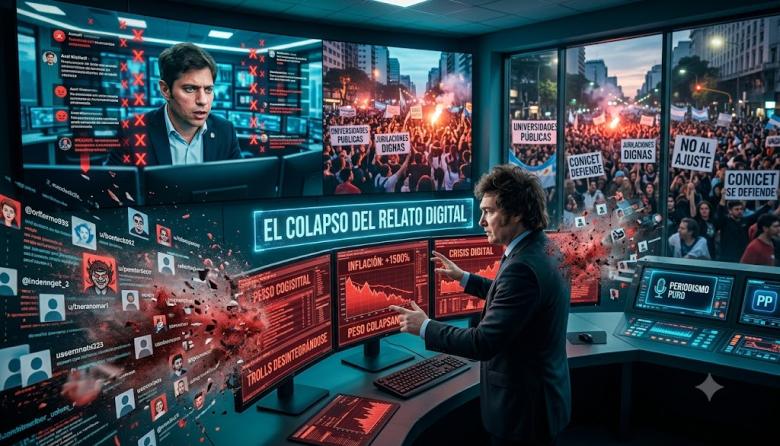 Milei en caída libre, los curros de Adorni y el ejército de trolls que sostiene el relato libertario