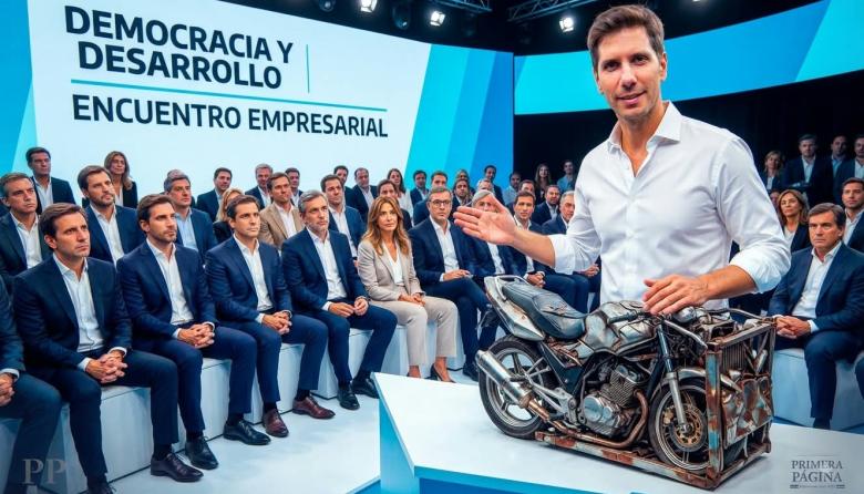 Passaglia exhibió una moto triturada en el Malba para seducir al círculo rojo y exportar el ajuste a la Provincia