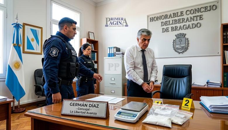 Narcotráfico en Bragado: detuvieron con cocaína y elementos de corte al concejal libertario Germán Díaz