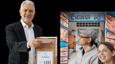 Alak votó 11:30 en Gonnet y se abrazó con barrenderos que trabajaban en la zona | VIDEO