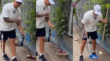 Tras el video del hincha que tiró sal, Toto Pueblo respondió con agua bendita en el Bosque