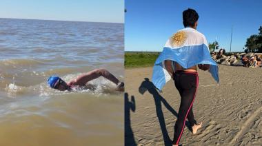 A fuerza de brazadas: un joven de Berisso cruzó el Río de la Plata