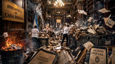 Quema de archivos en La Rosada: desmantelan la biblioteca y denuncian destrucción de documentos públicos