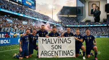 ¡Para vos, Milei! los jugadores recordaron a los soldados caídos y exhibieron una bandera "Las Malvinas son Argentinas"