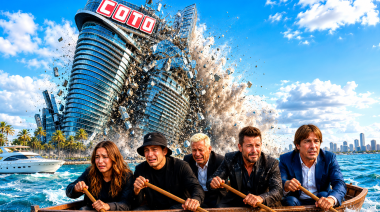 Yo te conozco: la falsa torre Aston Martin de Coto en Miami se cae a pedazos y arruina a Tinelli, Faroni, Fort y Flavio