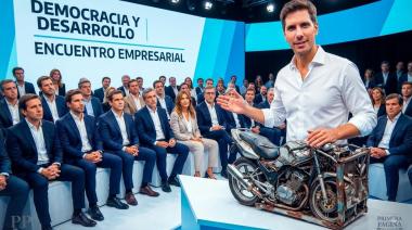 Passaglia exhibió una moto triturada en el Malba para seducir al círculo rojo y exportar el ajuste a la Provincia