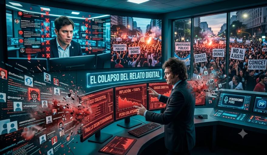 Milei en caída libre, los curros de Adorni y el ejército de trolls que sostiene el relato libertario